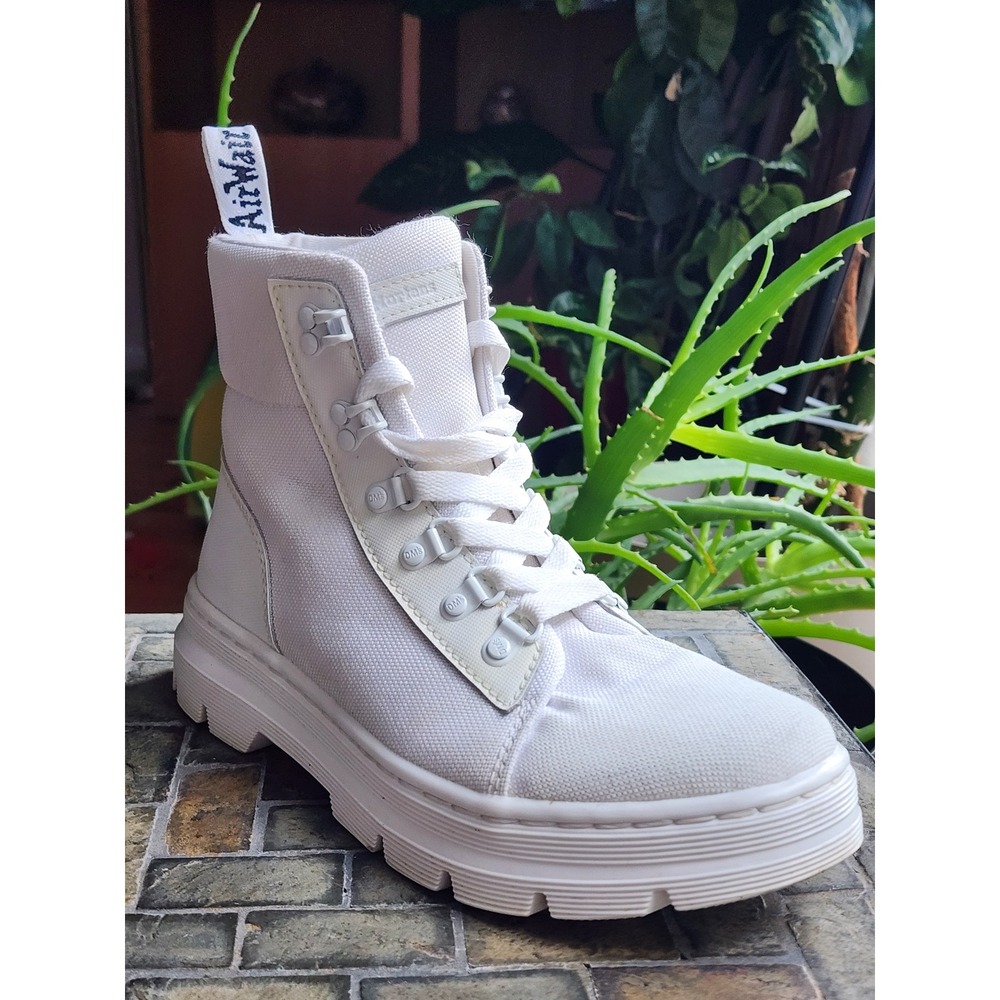 Dr. Martens Combs W White Canvas Utility Boots Size US 8 Women EU 39